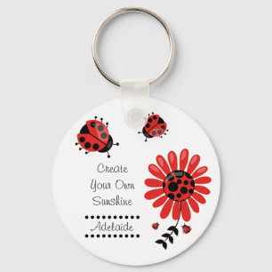 Porte-clés Mignonne coccinelle rouge moderne personnalisée