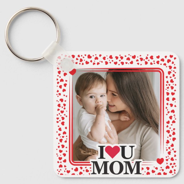 Porte-clés Mignonne COEUR JE T'AIME MOM Fête des Mères Cadeau (Recto)