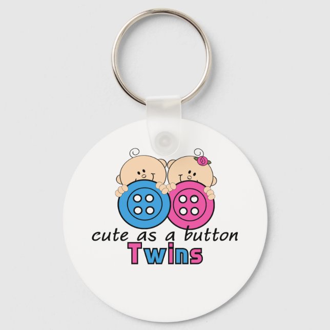 Porte-clés Mignonne Comme Un Bouton Twin Girl & Boy (Recto)