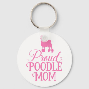 Porte-clés Mignonne Fière Maman Poodle Chien Amour Rose