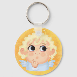 Porte-clés Mignonne fille en costume Angel Halloween Papier P