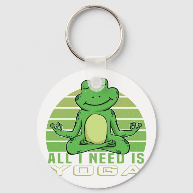 Porte-clés Mignonne grenouille faisant du yoga. (Recto)