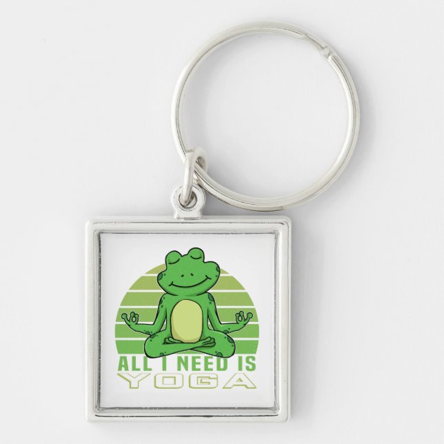 Porte-clés Mignonne grenouille faisant du yoga. (Devant)