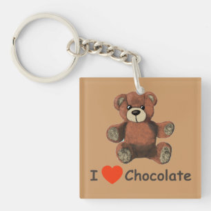 Porte-clés Mignonne I Coeur (Amour) Chocolat Teddy Ours