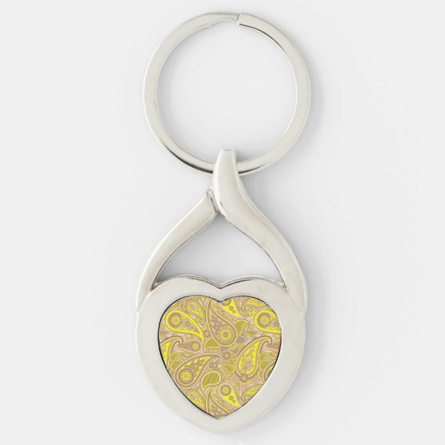 Porte-clés Mignonne jaune paisley motif Coque-Mate iPhone (Devant)