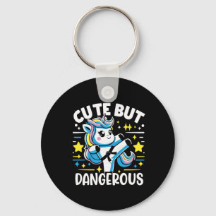 Porte-clés Mignonne, Mais Dangereux Cool Karate Unicorn Girl