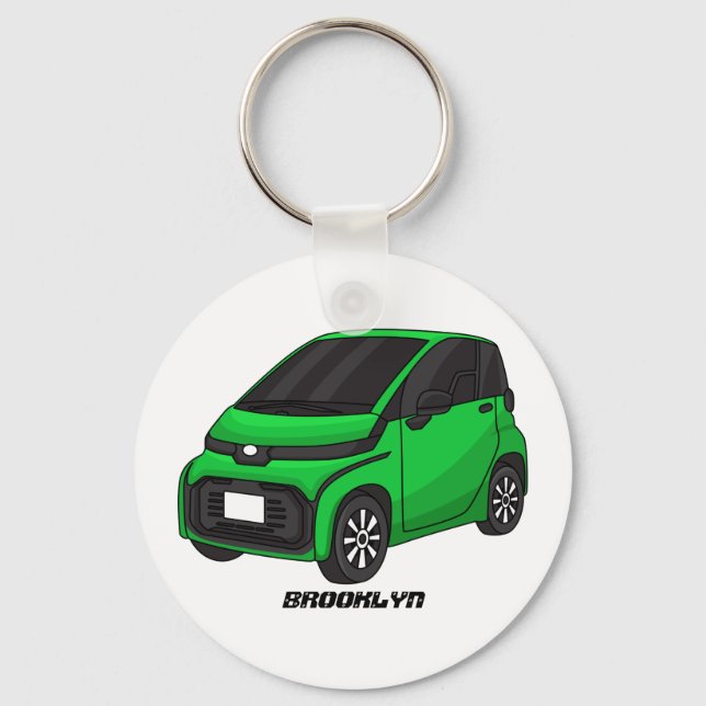 Porte-clés Mignonne micro-voiture verte (Recto)