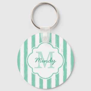 Porte-clés Mignonne Mint Green Peint Grilles Monogramme et no