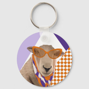 Porte-clés Mignonne Mouton Avec Lunettes