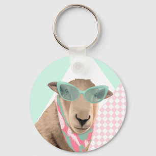 Porte-clés Mignonne Mouton Avec Lunettes