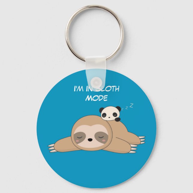 Porte-clés Mignonne paresse animée avec ours à panda (Recto)