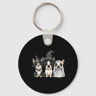 Porte-clés Mignons chiens Boston Terrier Halloween Chapeau de