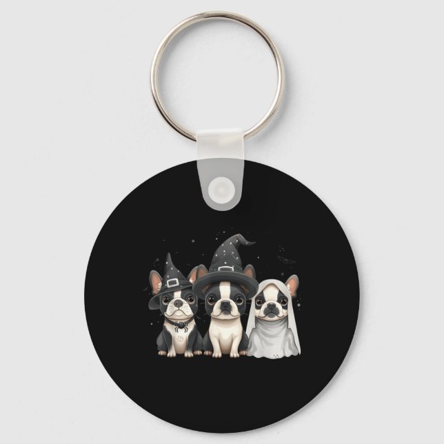 Porte-clés Mignons chiens Boston Terrier Halloween Chapeau de (Recto)