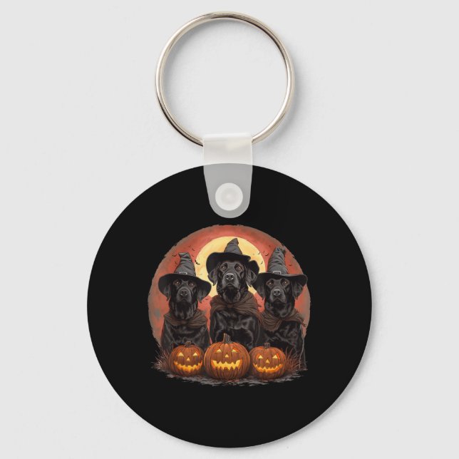 Porte-clés Mignons chiens Labrador Retriever noirs Halloween  (Recto)