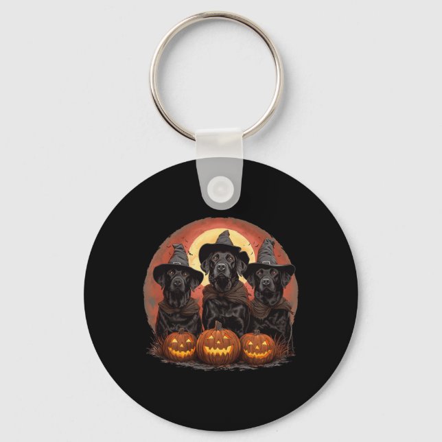 Porte-clés Mignons chiens Labrador Retriever noirs Halloween  (Recto)