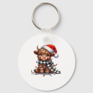 Porte-clés Mignons feux de Noël Vache Highland Funny Noël