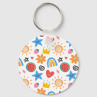 Porte-clés Mignons gribouillages d'été - motif fantaisiste sa
