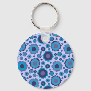 Porte-clés Mignons motifs de soleils multicolores bleus