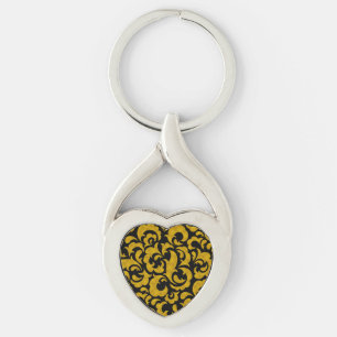 Porte-clés Mignons motifs floraux sans couture noirs et dorés