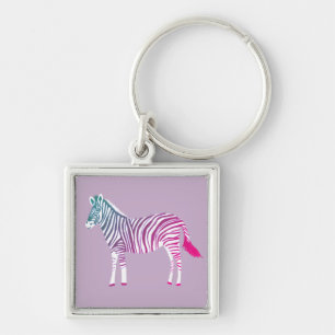 Porte-clés Mignons zèbres colorés poster de animal rose vio