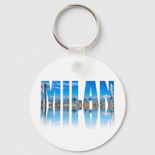 Porte-clés Milan étiquette composé de Milan skyline en Italie (Recto)