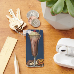 Porte-clés Milkshake à la glace vintage, crème fouettée et ce