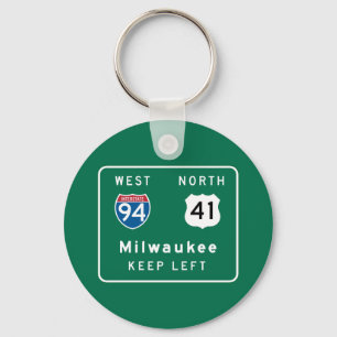 Porte-clés Milwaukee, panneau routier de WI