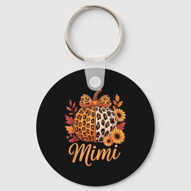 Porte-clés Mimi Thanksgiving Leopard Pumpkin Sunflower Coquet (Recto)