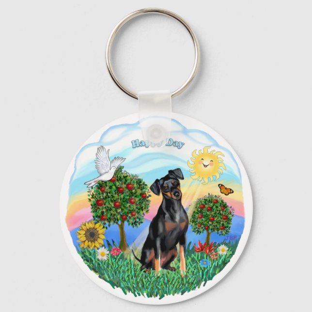 Porte-clés Min Pin (oreilles naturelles) (Recto)