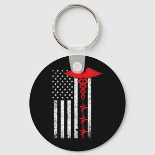 Porte-clés Mince Red Line Usa Drapeau Infirmière