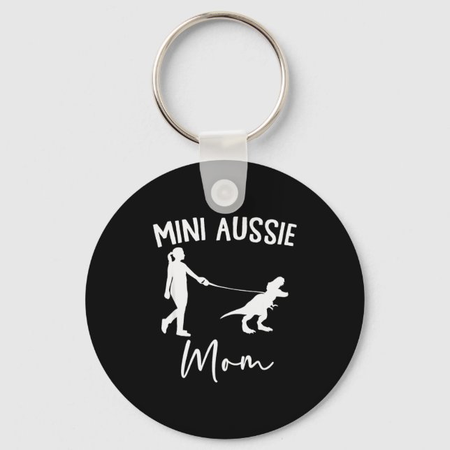 Porte-clés Mini Aussie Maman Berger Australien Dinosaure F (Recto)