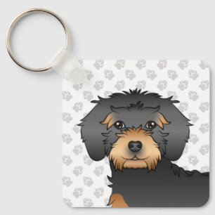 Porte-clés Mini Goldendoodle noir et fauve Chien de dessin an