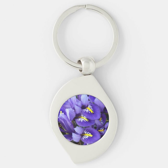Porte-clés Miniature Bleu Irises Printemps Floral (Devant)