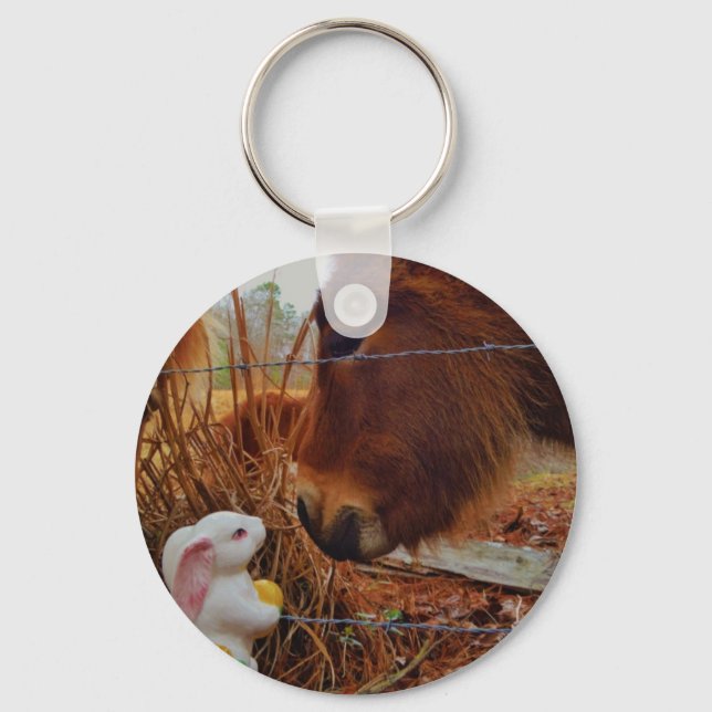 Porte-clés Miniature Brown horse & Easter Bunny (Recto)
