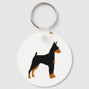 Porte-clés miniature pinscher black and ruruberette silhouett