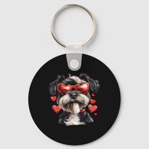 Porte-clés Miniature Schnauzer Heart Gles Valentines Jour Chi