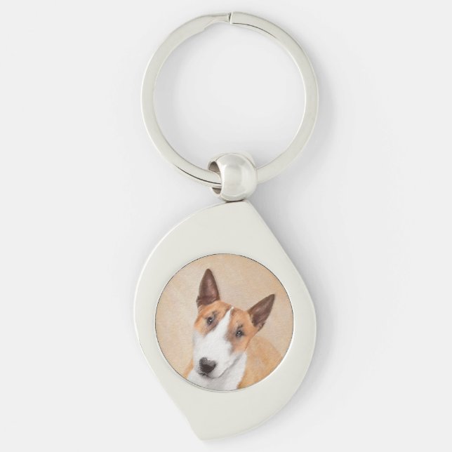 Porte-clés Miniature Taureau Terrier Peinture - Joli Original (Devant)