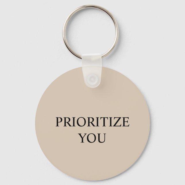Porte-clés Minimal Prioriser Vous Citation Beige (Recto)
