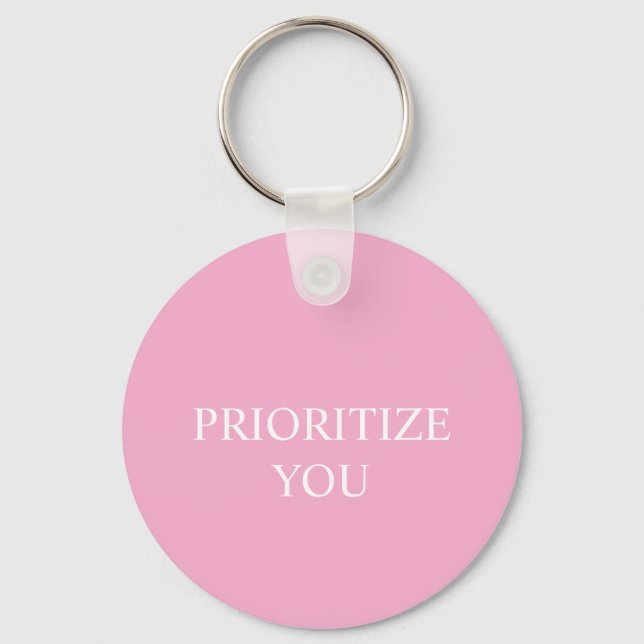 Porte-clés Minimal Prioriser Vous Citation Rose Poussiéreuse  (Recto)
