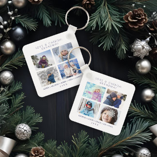 Porte-clés Minimalist Cute 8 Photos Collage Family Keepsake