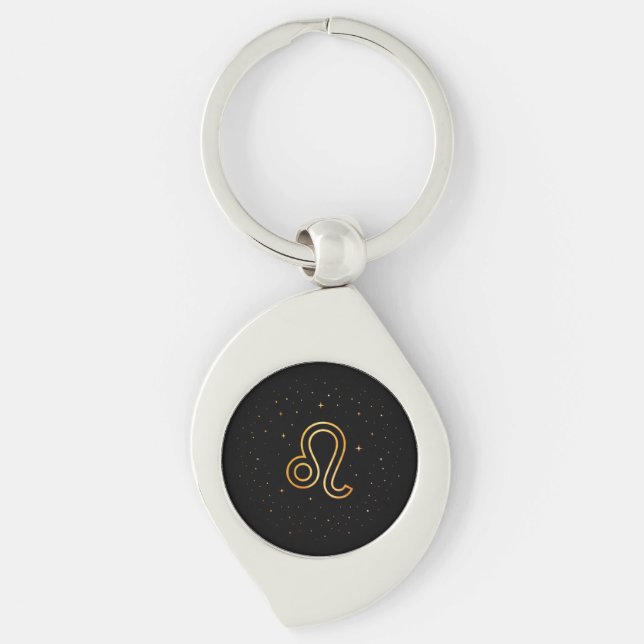 Porte-clés Minimalist Gold Leo Zodiac Keychain (Devant)