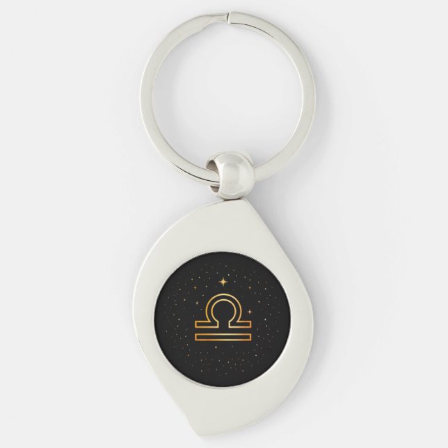 Porte-clés Minimalist Gold Libra Zodiac Keychain (Devant)