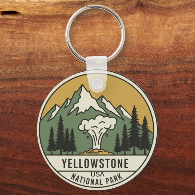 Porte-clés Minimalist Yellowstone National Park Keychain - Cu (Verso)