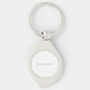 Porte-clés Minimaliste Blanc Bleu Simple Élégant Moderne Nom