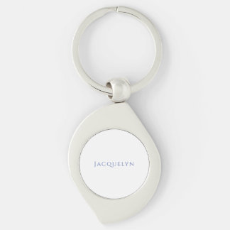 Porte-clés Minimaliste Blanc Bleu Simple Élégant Moderne Nom