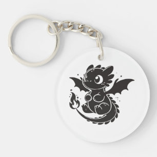 Porte-clés minimaliste de bébé dragon mignon.