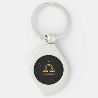 Porte-clés minimaliste en or du zodiaque Balance