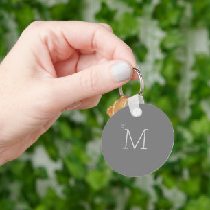 Porte-clés Minimaliste initial personnalisé Gris élégant