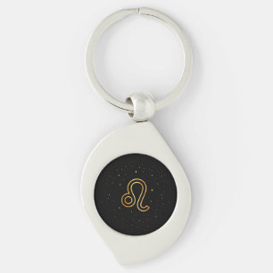 Porte-clés minimaliste Lion Zodiaque en Or