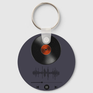 Porte-clés minimaliste onde sonore disque vinyle c